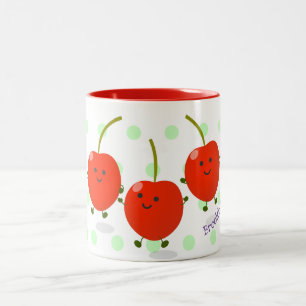 Taza Bicolor Ilustracion de personalizado de cerezas rojas de s