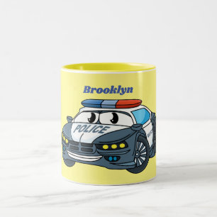 Taza Bicolor Ilustracion de personalizado de coche de policía f