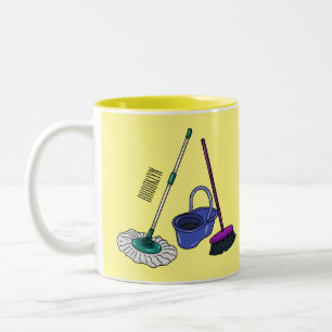 Taza Bicolor Ilustracion de personalizado de escobas y mopas
