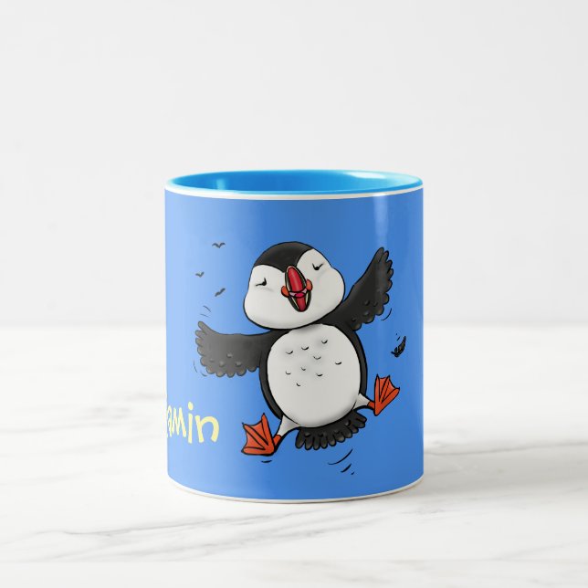 Taza Bicolor Ilustracion de personalizado de fúnebre volador (Centro)