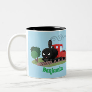 Taza Bicolor Ilustracion de personalizado de locomotora de trac