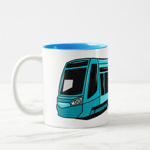 Taza Bicolor Ilustracion de personalizado de locomotora eléctri