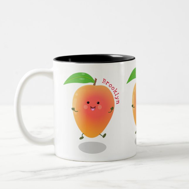 Taza Bicolor Ilustracion de personalizado de mango feliz (Izquierda)