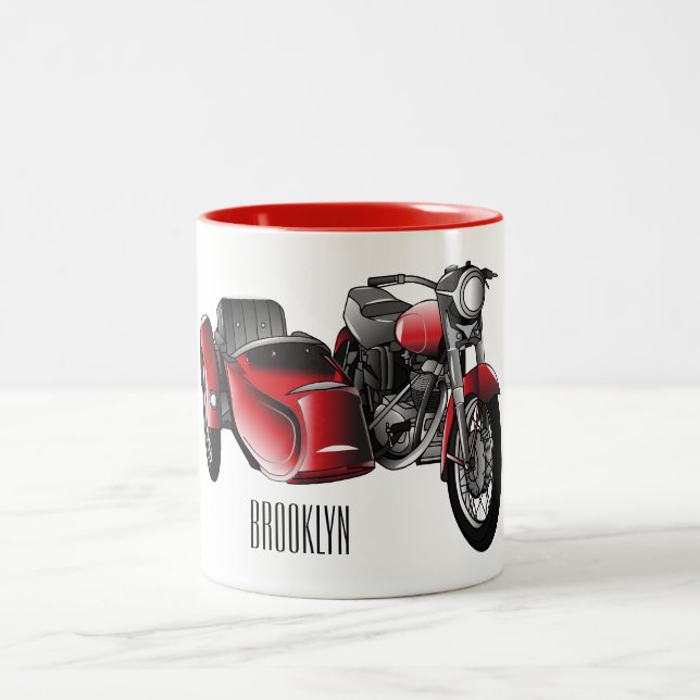 Taza Bicolor Ilustracion de personalizado de motocicletas Sidec (Centro)