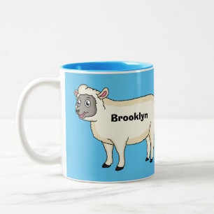 Taza Bicolor Ilustracion de personalizado de ovejas alegres