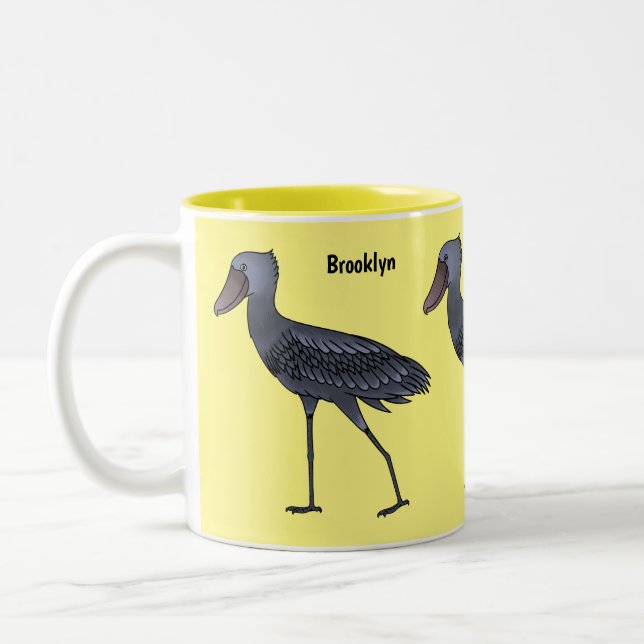 Taza Bicolor Ilustracion de personalizado de pájaro Shoebill (Izquierda)