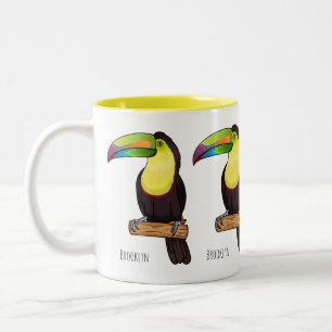 Taza Bicolor Ilustracion de personalizado de pájaros toscanos c