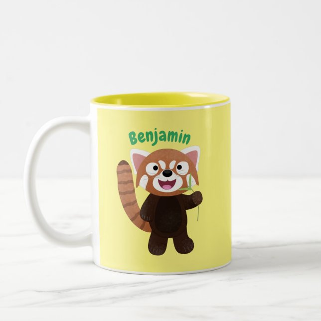 Taza Bicolor Ilustracion de personalizado de panda rojo (Izquierda)