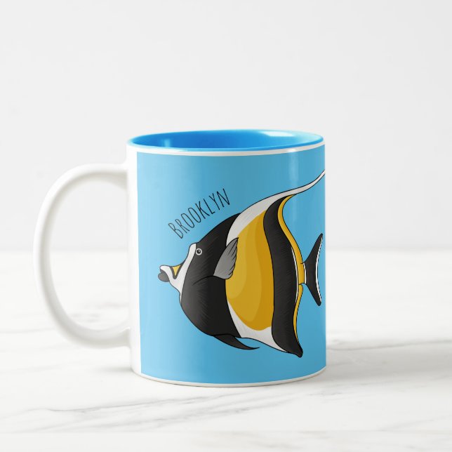 Taza Bicolor Ilustracion de personalizado de peces moro (Izquierda)