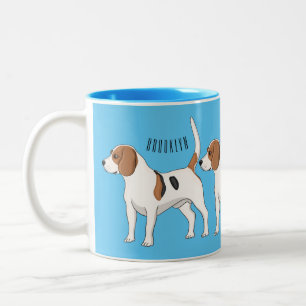 Taza Bicolor Ilustracion de personalizado de perro Beagle