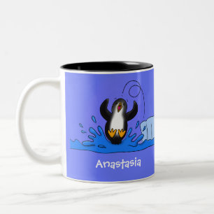 Taza Bicolor Ilustracion de personalizado de pingüino puenteado