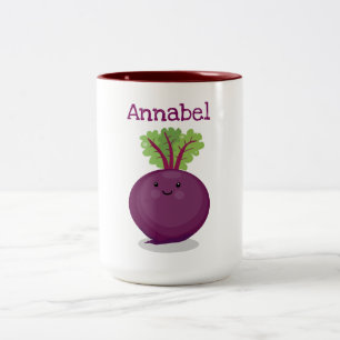 Taza Bicolor Ilustracion de personalizado de remolacha morada f