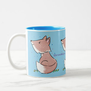 Taza Bicolor Ilustracion de personalizado de zorro bebé