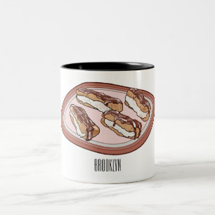 Taza Bicolor Ilustracion de personalizado eclair de chocolate
