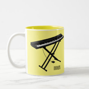 Taza Bicolor Ilustracion de piano personalizado de teclado