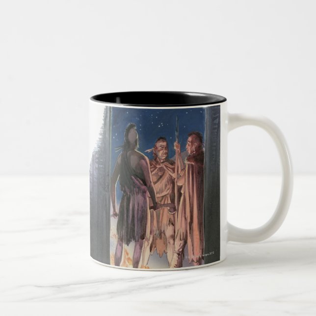 Taza Bicolor Ilustracion de Pocahontas que miente en cama (Derecha)