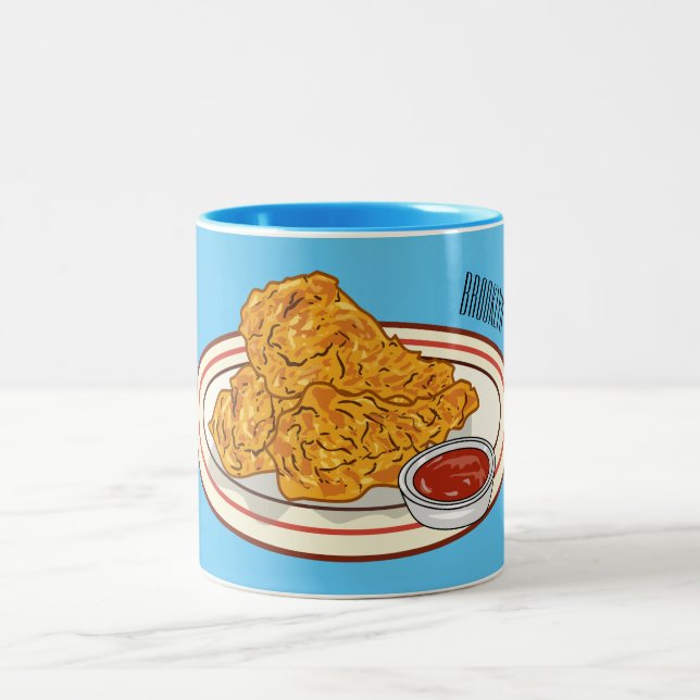 Taza Bicolor Ilustracion de pollo frito personalizado (Centro)