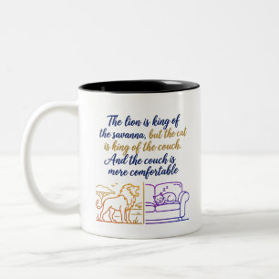 Taza Bicolor Ilustración de Sofá y Sabana Gradiente Humorísti