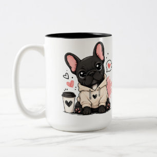Taza Bicolor Ilustración de sudadera con capucha de Bulldog Fra