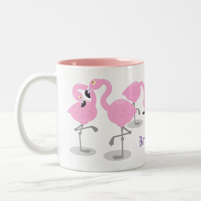 Taza Bicolor Ilustracion de trío de flamingo rosado (Izquierda)