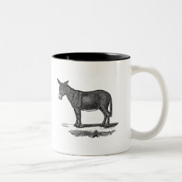 Taza Bicolor Ilustracion del burro del vintage - burros 1800's
