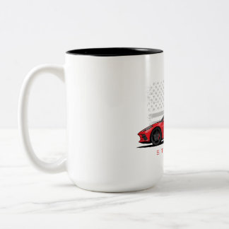 Taza Bicolor Ilustración del Chevy Corvette C8 negro