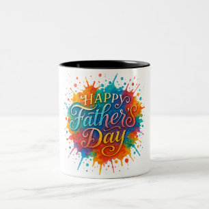 Taza Bicolor Ilustracion del Día del Padre de la Tinta Colorida
