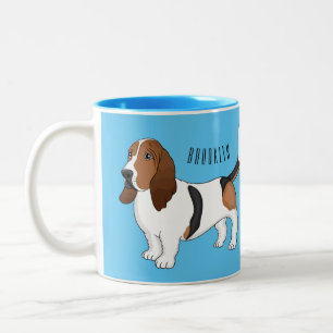 Taza Bicolor Ilustracion del personalizado del perro de enlace
