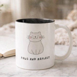 Taza Bicolor Ilustración divertida para amantes de gatos lindos