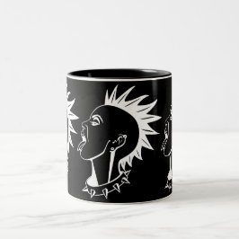 TAZA BICOLOR ILUSTRACION GRÁFICO MODERNO DE PUNK FEMENINO