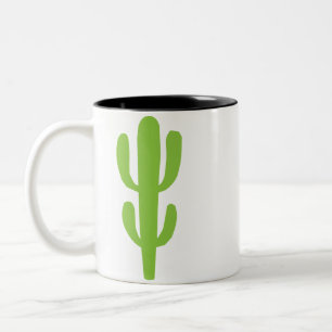 Taza Bicolor Ilustracion mínimo de cactus verdes