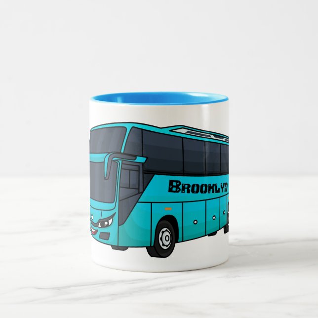 Taza Bicolor Ilustracion moderno de personalizado de autobús de (Centro)