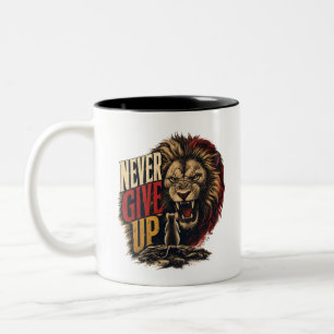 Taza Bicolor Ilustración Motivacional del Ratón Vs León Nunca t