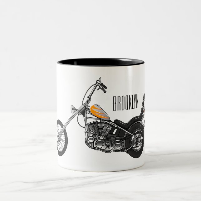 Taza Bicolor Ilustracion personalizado Chopper Motorcycle 1950 (Centro)