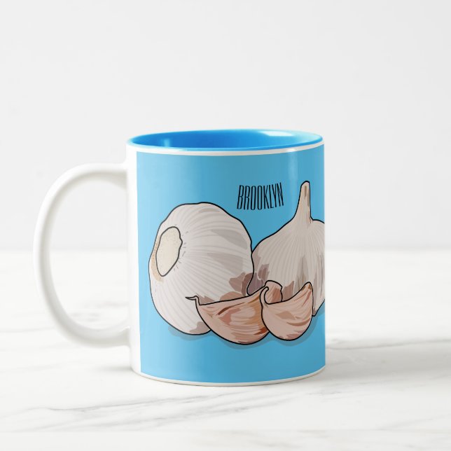 Taza Bicolor Ilustracion personalizado de ajo (Izquierda)