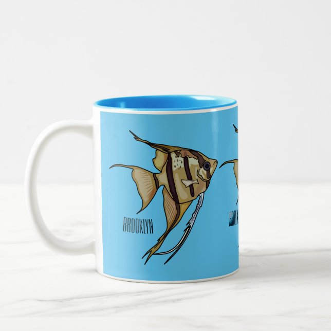 Taza Bicolor Ilustracion personalizado de Angelfish (Izquierda)