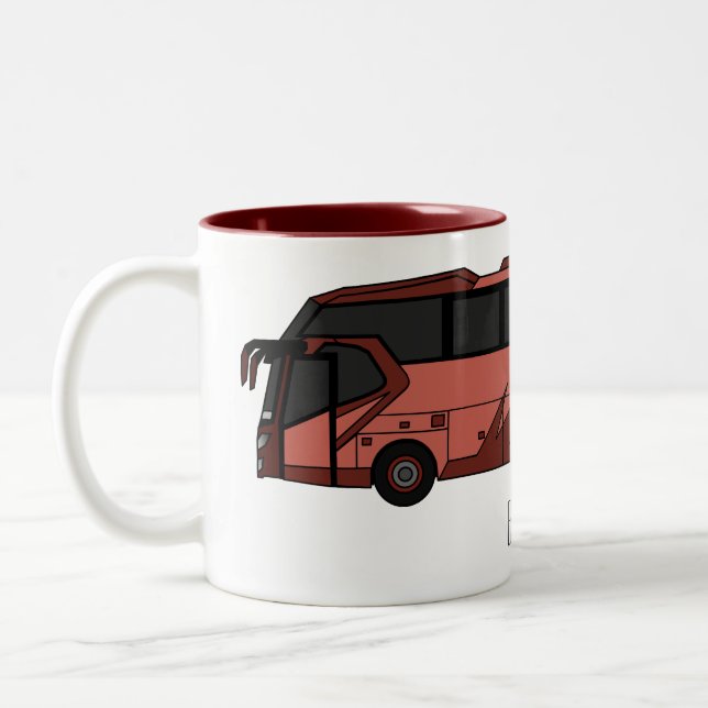 Taza Bicolor Ilustracion personalizado de autobús (Izquierda)