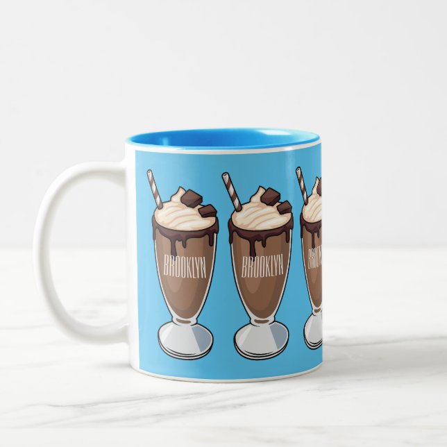 Taza Bicolor Ilustracion personalizado de batido de chocolate (Izquierda)