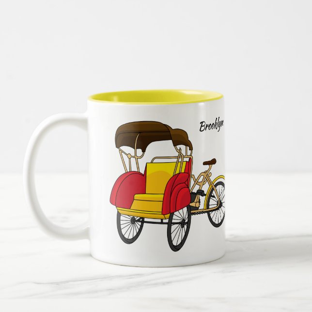 Taza Bicolor Ilustracion personalizado de bicitaxi (Izquierda)