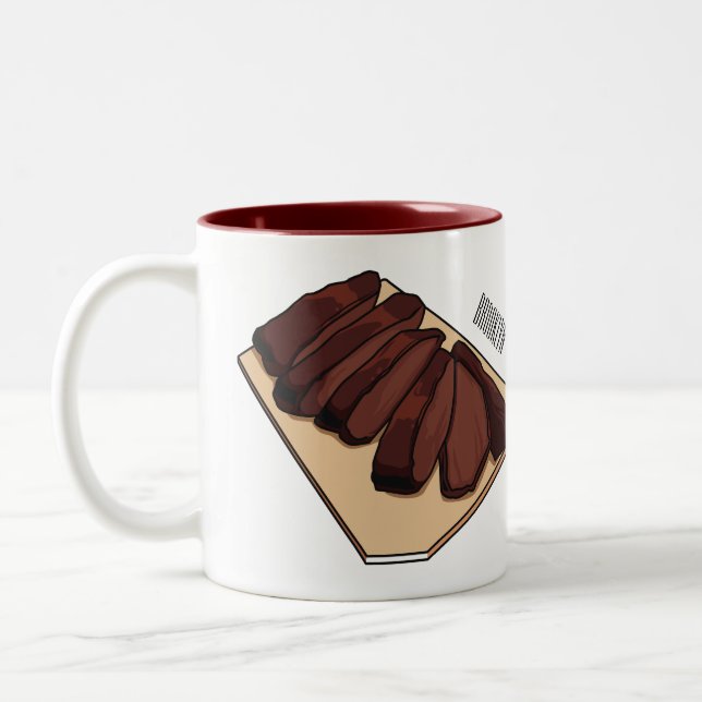 Taza Bicolor Ilustracion personalizado de brisket de carne (Izquierda)