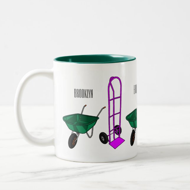 Taza Bicolor Ilustracion personalizado de carretillas y carrito (Izquierda)