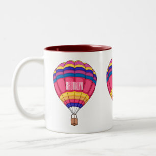 Taza Bicolor Ilustracion personalizado de globo aerostático