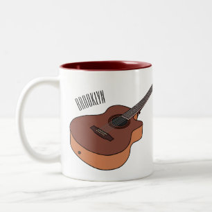 Taza Bicolor Ilustracion personalizado de guitarra acústica