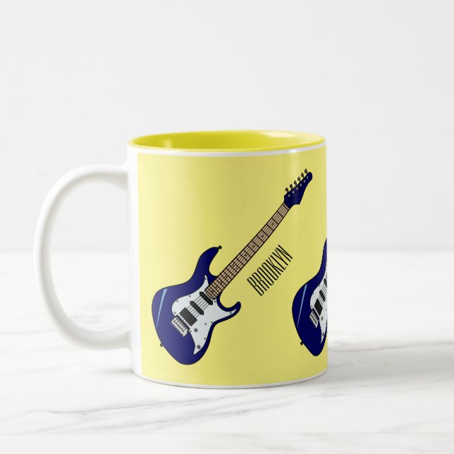 Taza Bicolor Ilustracion personalizado de guitarra eléctrica (Izquierda)