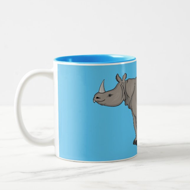 Taza Bicolor Ilustracion personalizado de Javan rhinoceros (Izquierda)