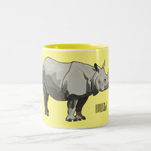Taza Bicolor Ilustracion personalizado de Javan rhinoceros