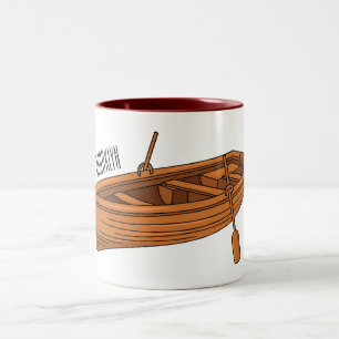 Taza Bicolor Ilustracion personalizado de lancha dorada