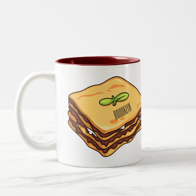 Taza Bicolor Ilustracion personalizado de Lasagna (Izquierda)
