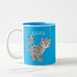 Taza Bicolor Ilustracion personalizado de leopardo de las nieve