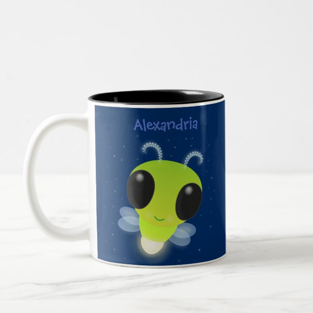 Taza Bicolor Ilustracion personalizado de luciérnaga con brillo (Izquierda)